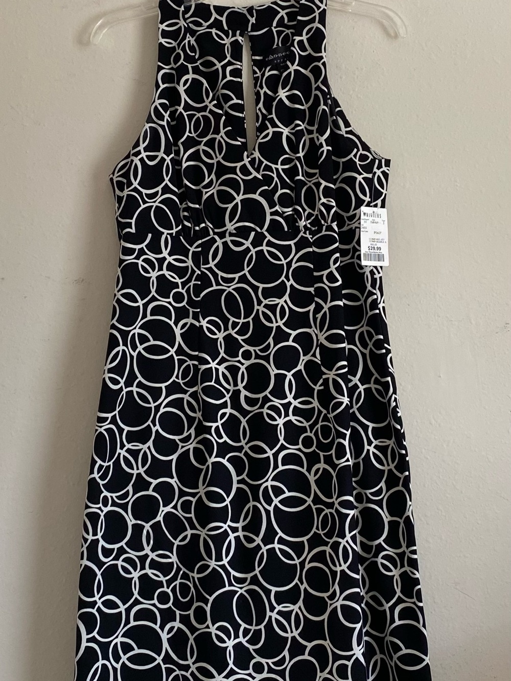 connected apparel Black & White One-Shoulder Dress